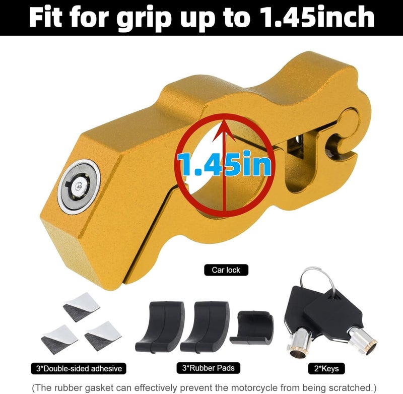 Windance 2Pack Heavy Duty Motorcycle Anti Theft Handlebar Throttle Security Lock Front Brake Lever Lock on Dirt Bike Moped Scooter ATV (Yellow) - Image 3